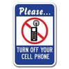 Signmission Safety Sign, 12 in Height, Aluminum, 18 in Length, No Cell Phone - Please A-1218 No Cell Phone - Please